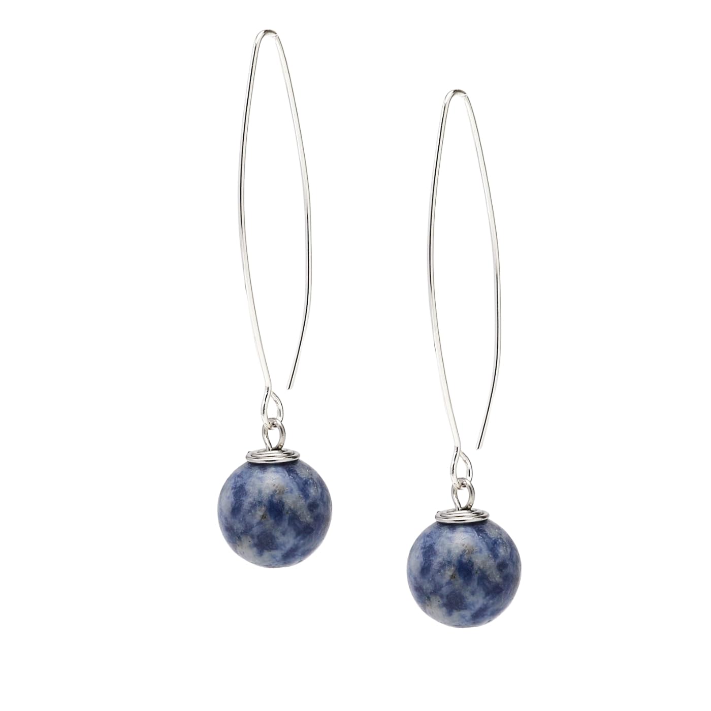 Blue Spots 12mm Long Dangle Drop Earrings