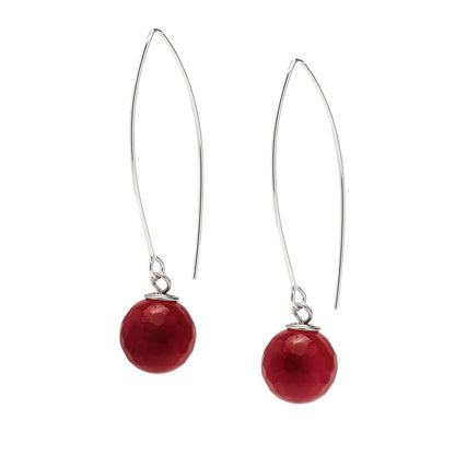 Deep Pink 12mm Long Dangle Drop Earrings