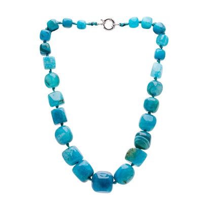 Blue Chunky Gemstone Necklace Statement Jewelry 