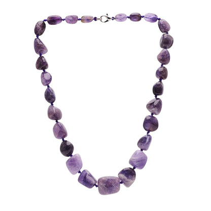 Purple Amethyst Chunky Gemstone Necklace Statement Jewelry 