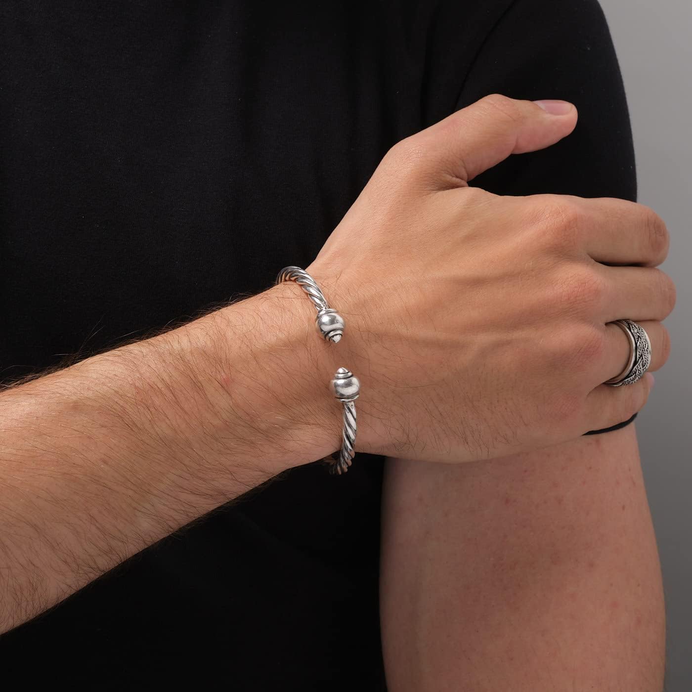 Rope Twisted Torque Bangle | Classic 925 Sterling Silver Bracelet for Men