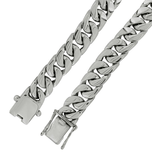 Men's Cuban Chain Bracelet | 13mm Solid 925 Sterling Silver Chain, Length 21cm