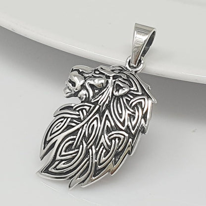 Men's Celtic Knot Pendant Necklace | 925 Sterling Silver Lion King Head Pendant for Men