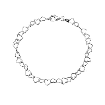 Women's Rolo Heart Link Bracelet | 5mm 925 Sterling Silver Chain Bracelet, Made in Italy