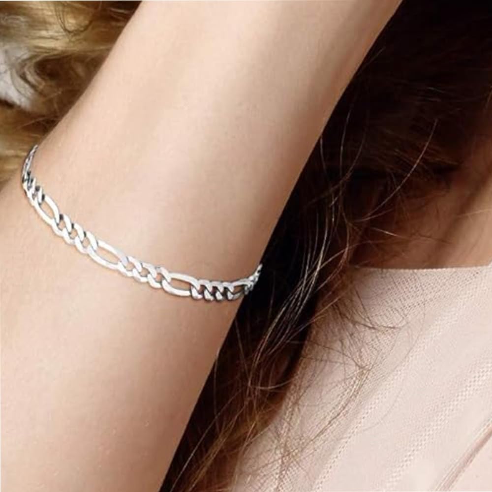 Men's Figaro Chain Bracelet | 5mm 925 Sterling Silver Chain, Length: 18.5cm