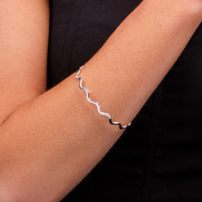 Silver Bangle Bracelet | 65mm Diameter Sterling Silver Bracelet for Women