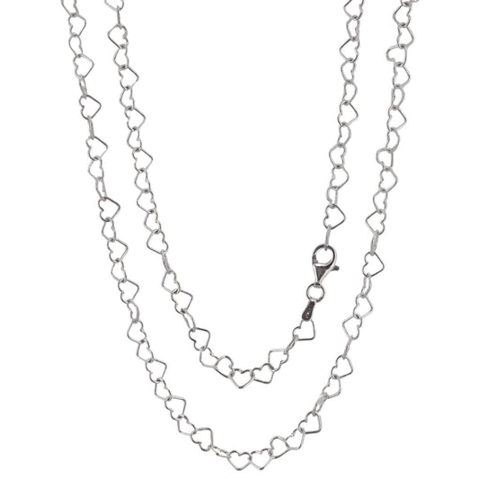 Women's Silver Necklace | Classic Italian-Made Silver Chain with Heart Links - 24"