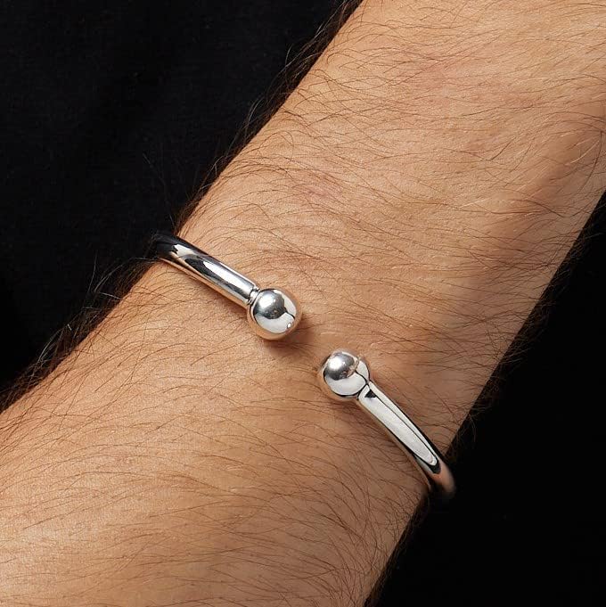 Men's Heavy Torque Bangle | Solid 925 Sterling Silver Bracelet - 35.2 Grams