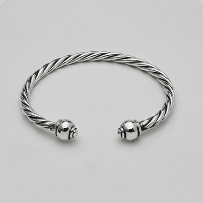 Rope Twisted Torque Bangle | Classic 925 Sterling Silver Bracelet for Men