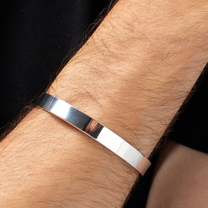 mens plain silve bangle bracelet