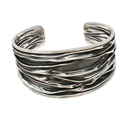 30mm Tapered Crushed Design 925 Sterling Silver Bangle