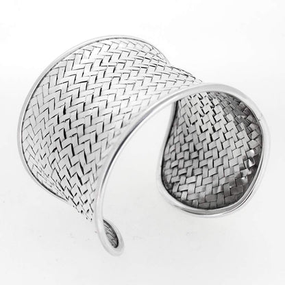 Women's Woven Cuff Bracelet | Chunky 66mm 925 Sterling Silver Braided Wide Cuff for Women