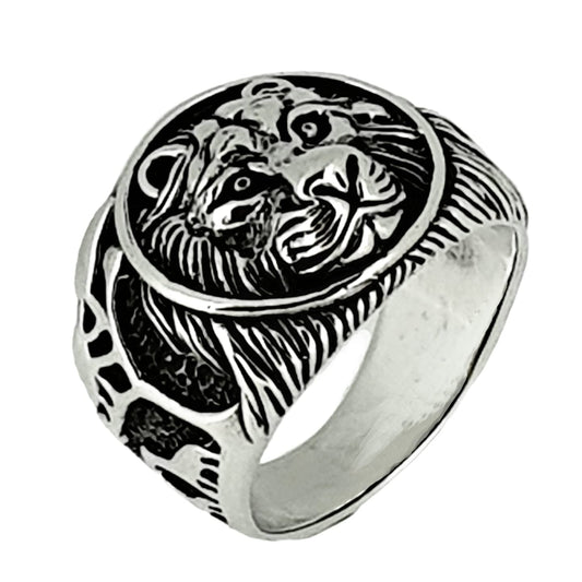 Lion Ring for Men | Chunky 925 Sterling Silver Lion Design - Size: 1