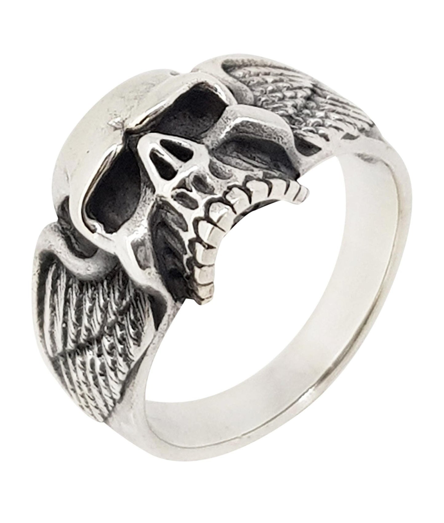 Skull and wings Ring 925 Sterling Silver