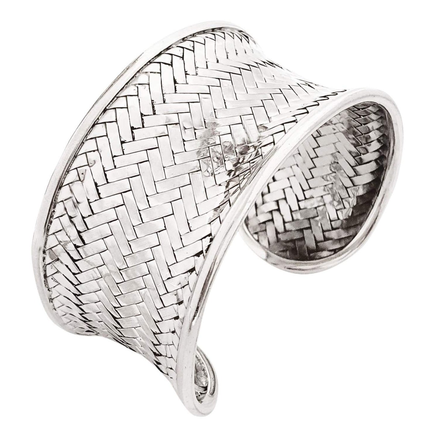 chunky 925 silver braided bangle cuff for women