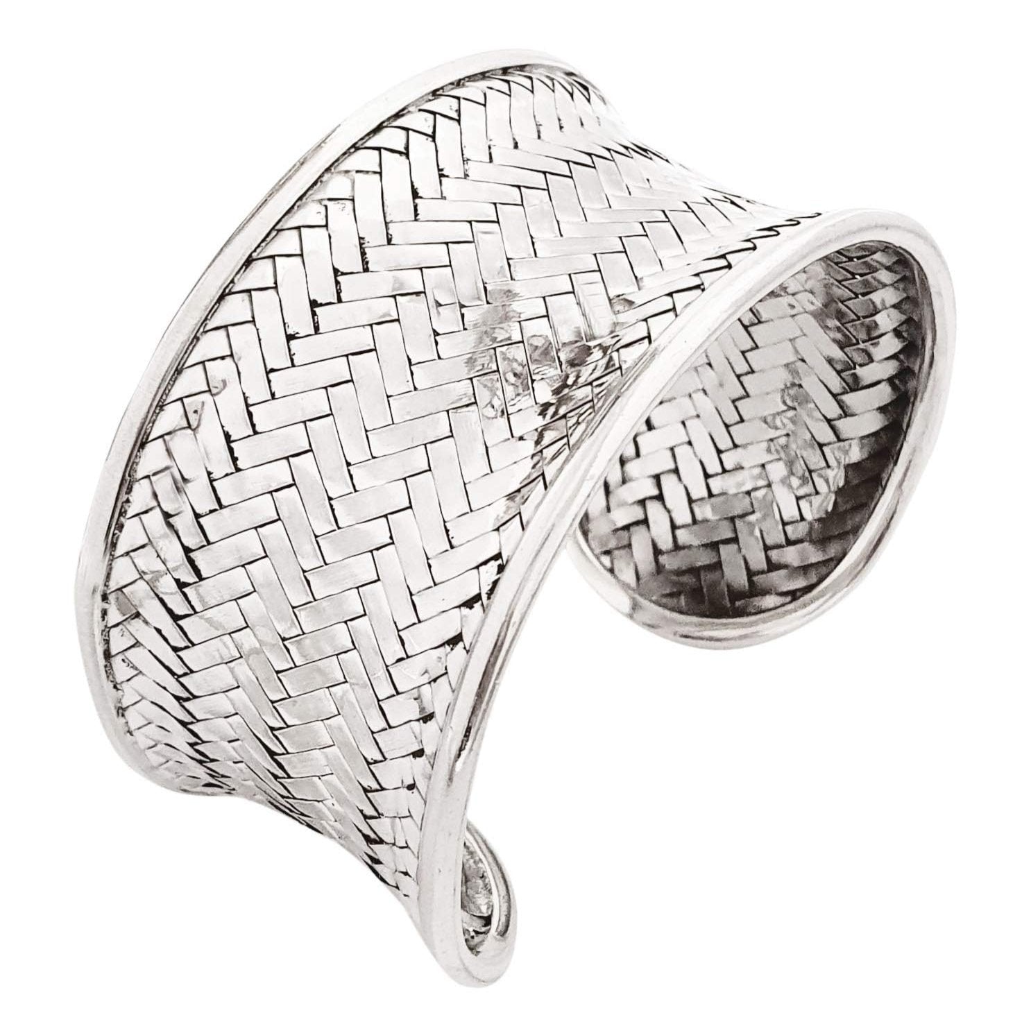 chunky 925 silver braided bangle cuff for women