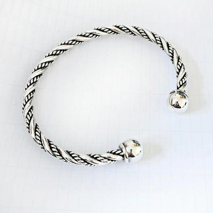 Torque Bangle  | 925 Sterling Silver Bracelet for Men - Ideal Gift for Him