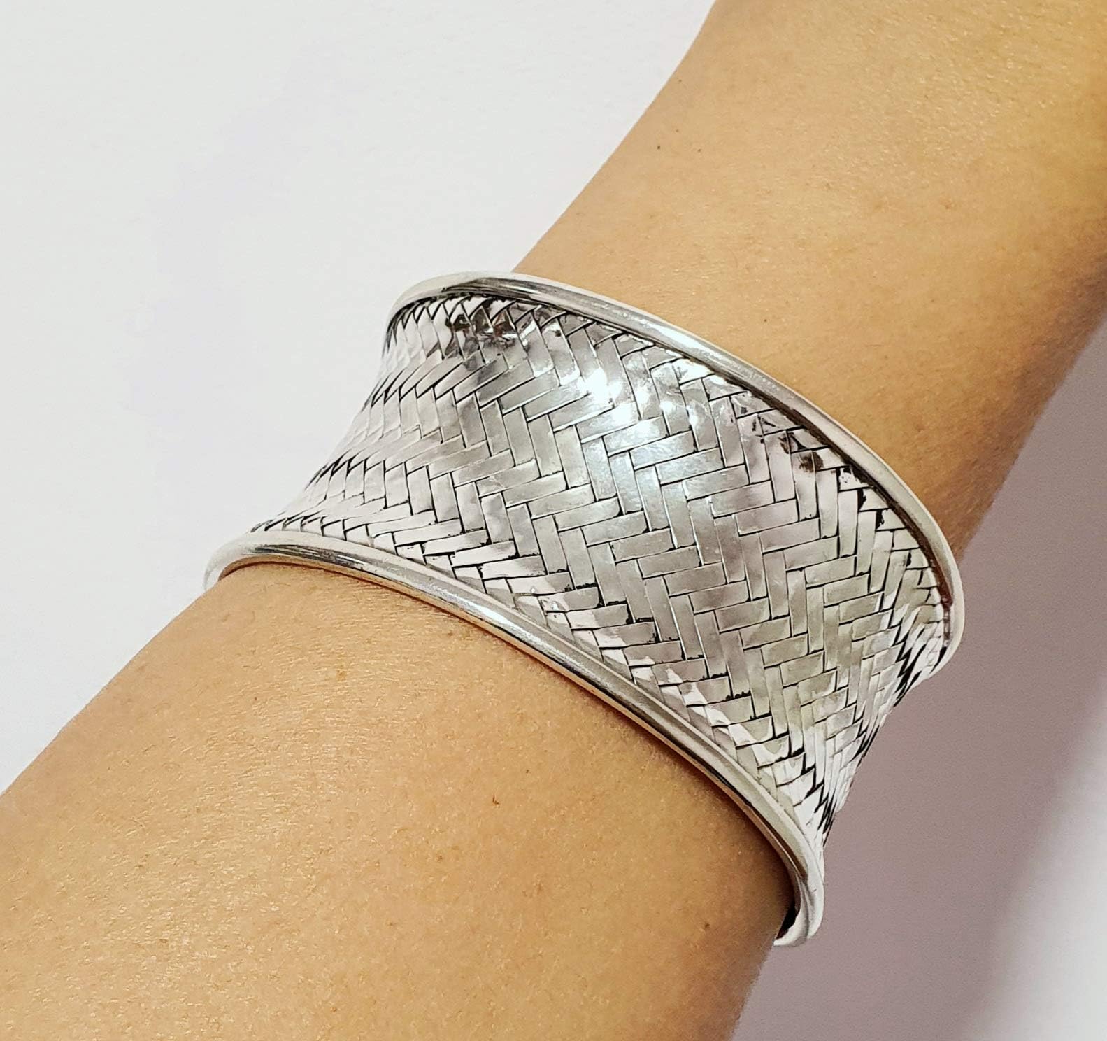 Women's silver cuff wide chunky statement