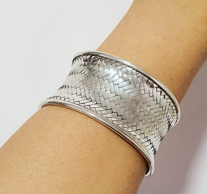 Women's silver cuff wide chunky statement