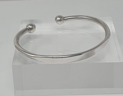 Men's Torque Bangle | Solid Heavy 925 Sterling Silver Plain Bracelet - Jewelry Gift for Him