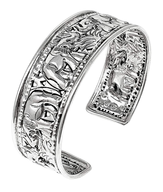 925 Sterling Silver Elephant Design Bangle