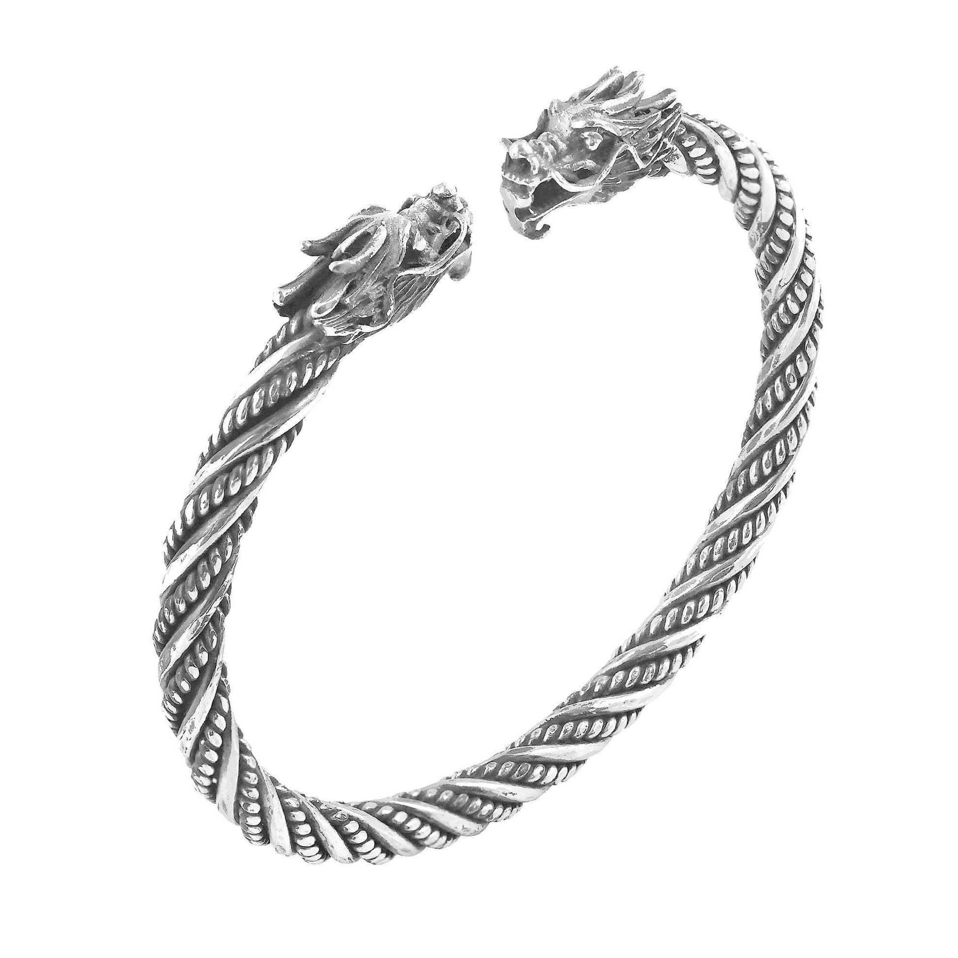 Sterling Silver Dragon Torque Bangle Bracelet