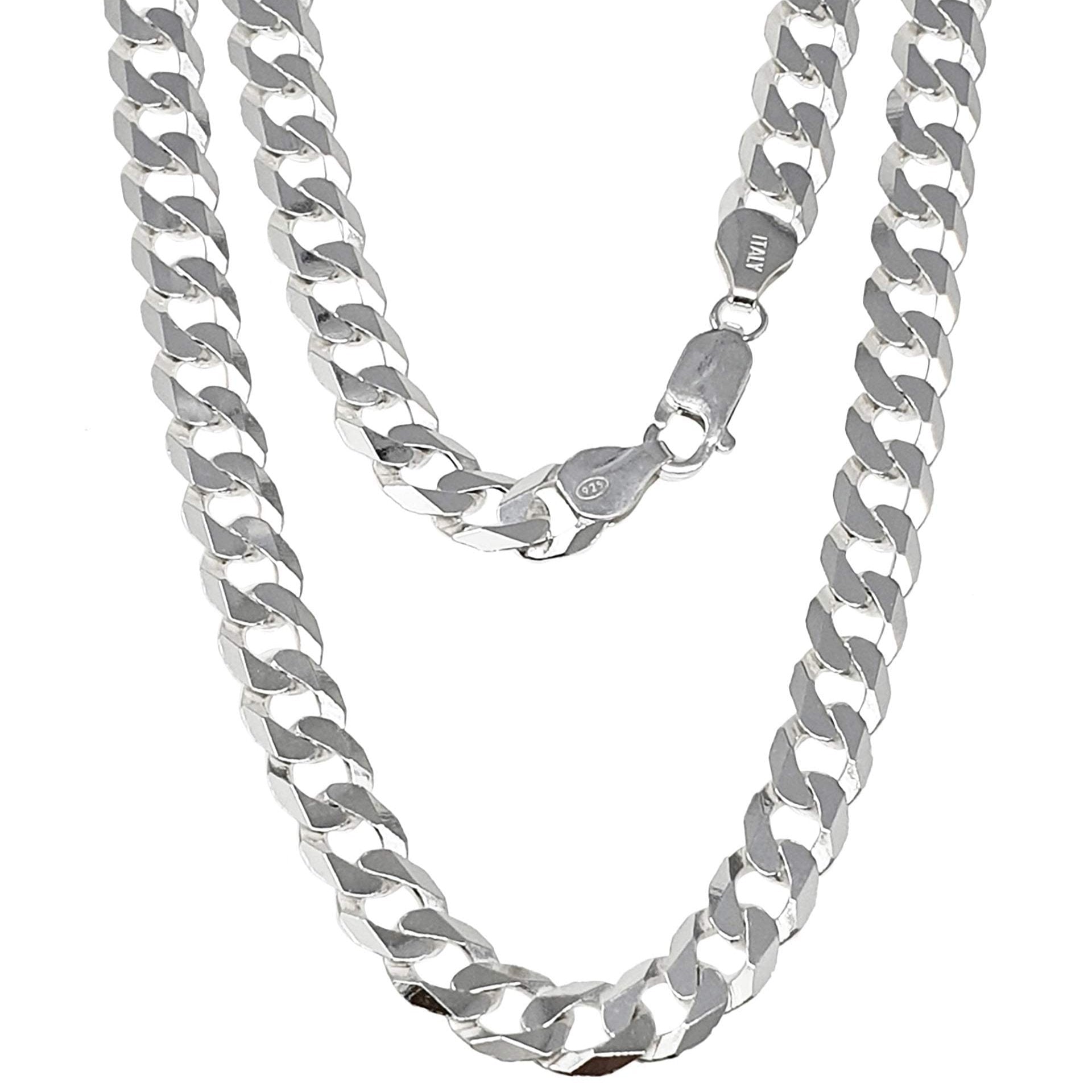 9.2mm thick curb chain necklace 925 sterling silver