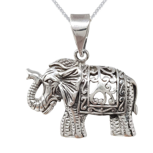 elephant silver pendant necklace