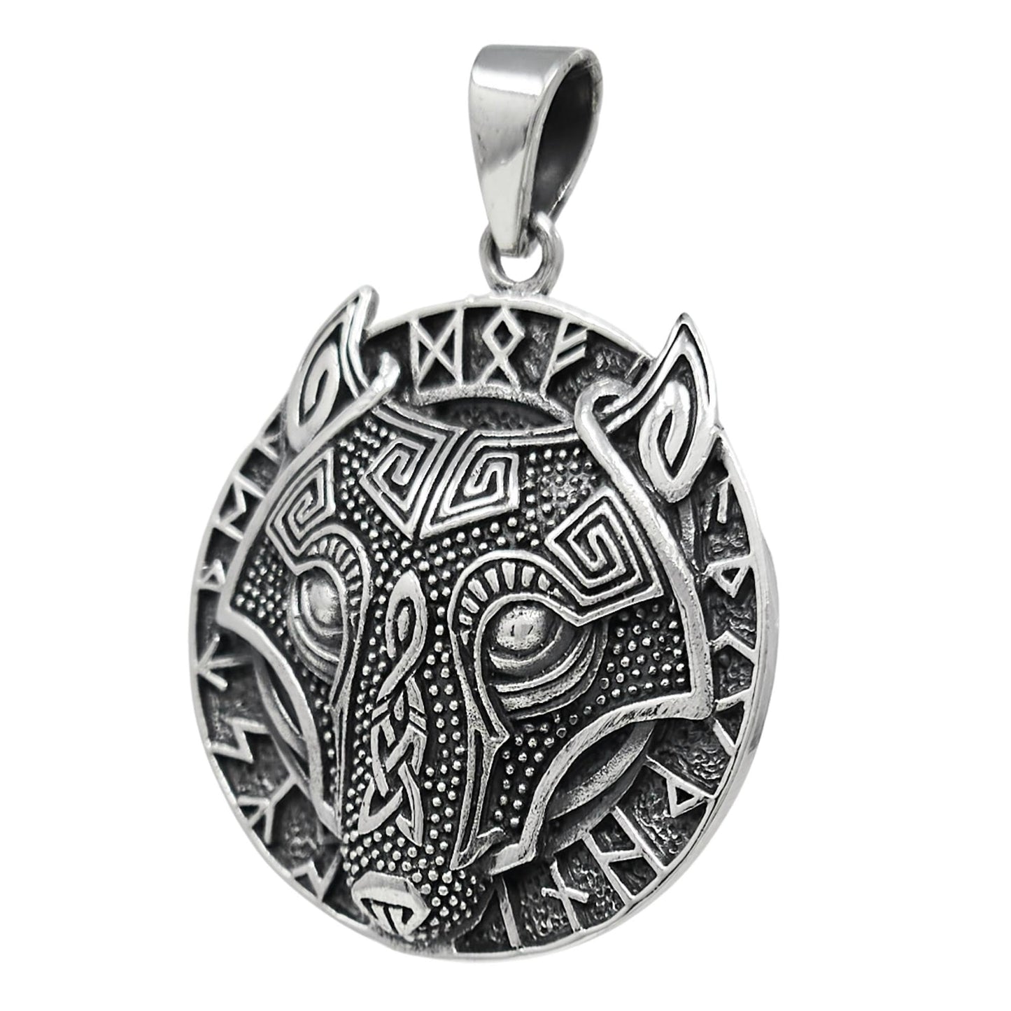 Sterling Silver Viking Wolf Pendant