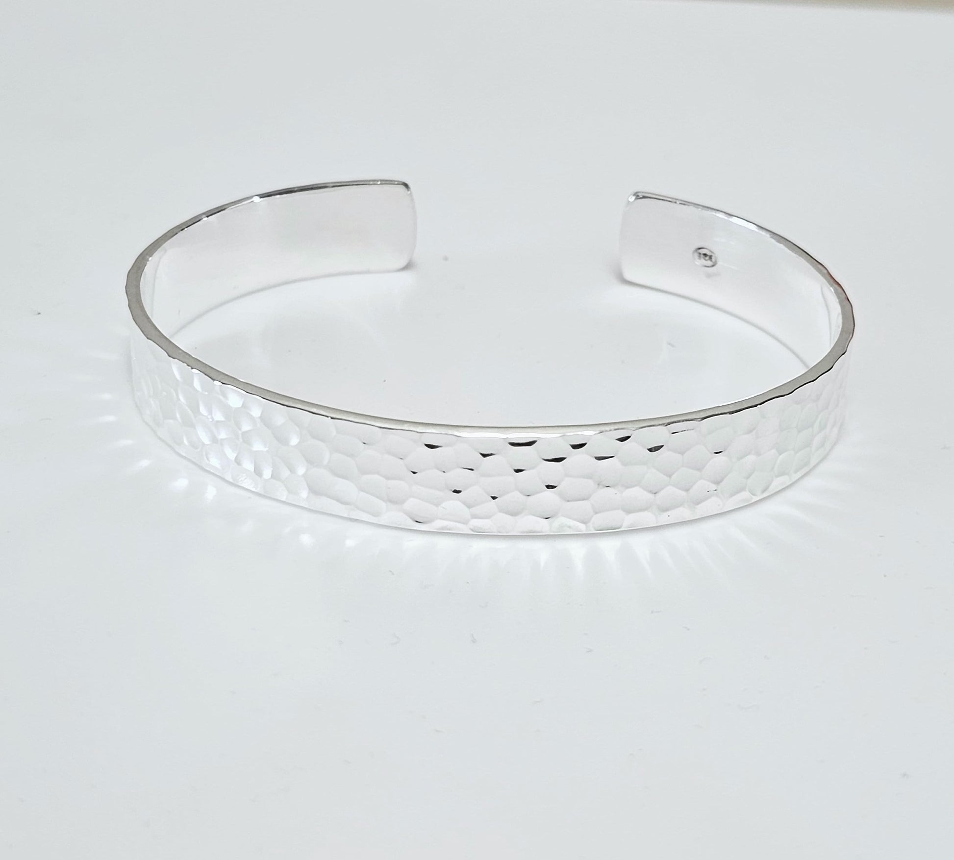 Hammered Design Bangle 925 Sterling Silver