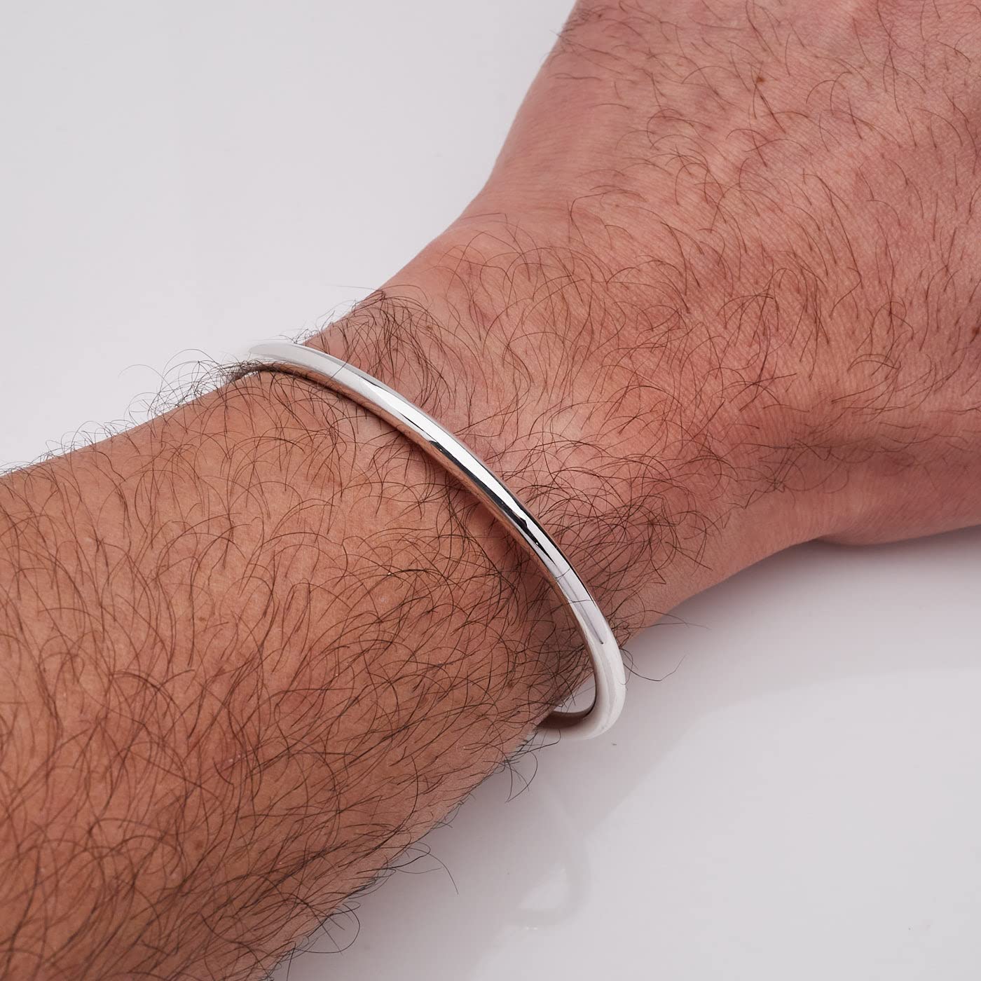 Men's Silver Torque Bangle | Plain 925 Sterling Silver Design - Weight: 22.5g