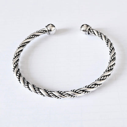 Torque Bangle  | 925 Sterling Silver Bracelet for Men - Ideal Gift for Him