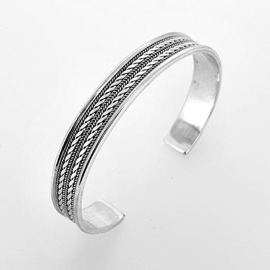 celtic braided silver bangle for men