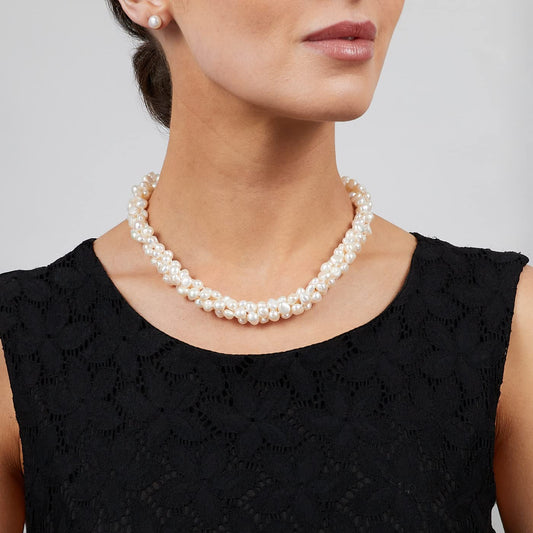 Women's Pearl Necklace | Modern Chunky Multi-Strand Freshwater Baroque Pearls