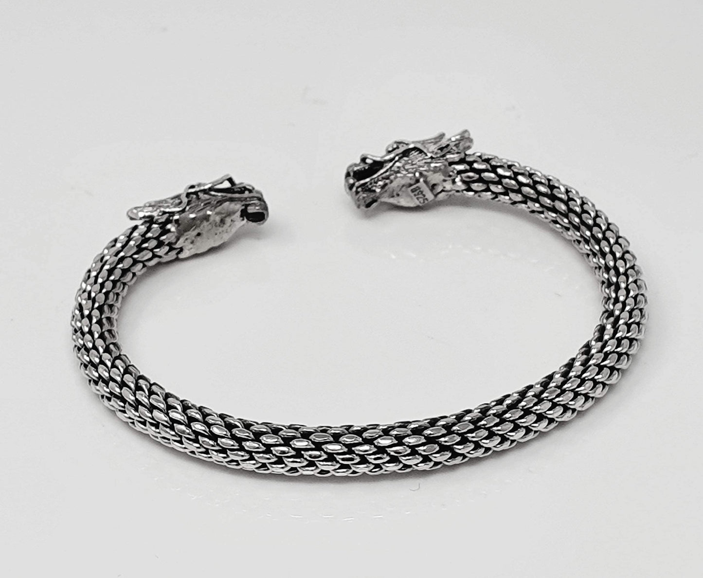 Dragon Head Bangle Bracelet | 925 Sterling Silver Cuff for Men - Ideal Gift