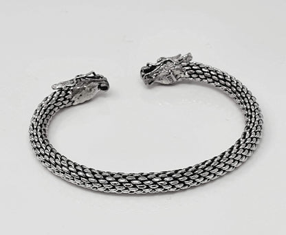 Dragon Head Bangle Bracelet | 925 Sterling Silver Cuff for Men - Ideal Gift