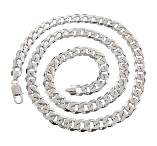 925 sterling silver Heavy 9.5mm Thick Curb Chain Necklace