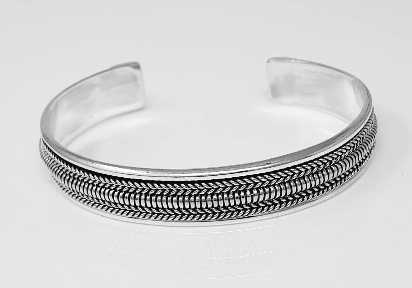 Briaded Cuff Bangle Sterling Silver