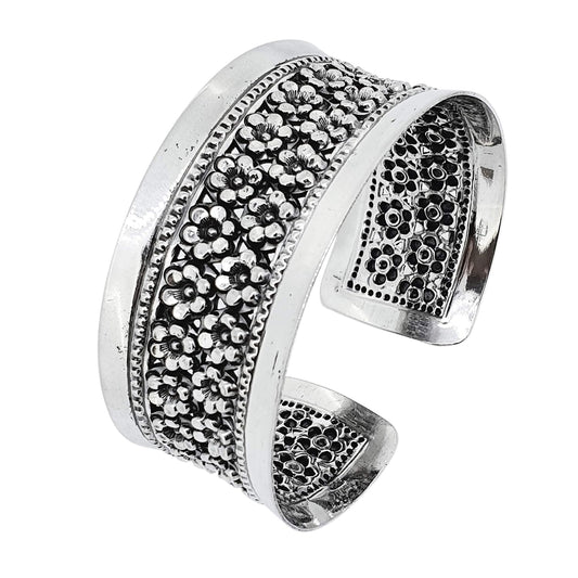 Floral silver cuff for women girl