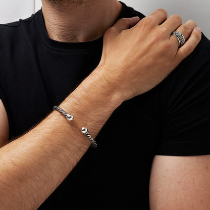 Torque Bangle  | 925 Sterling Silver Bracelet for Men - Ideal Gift for Him