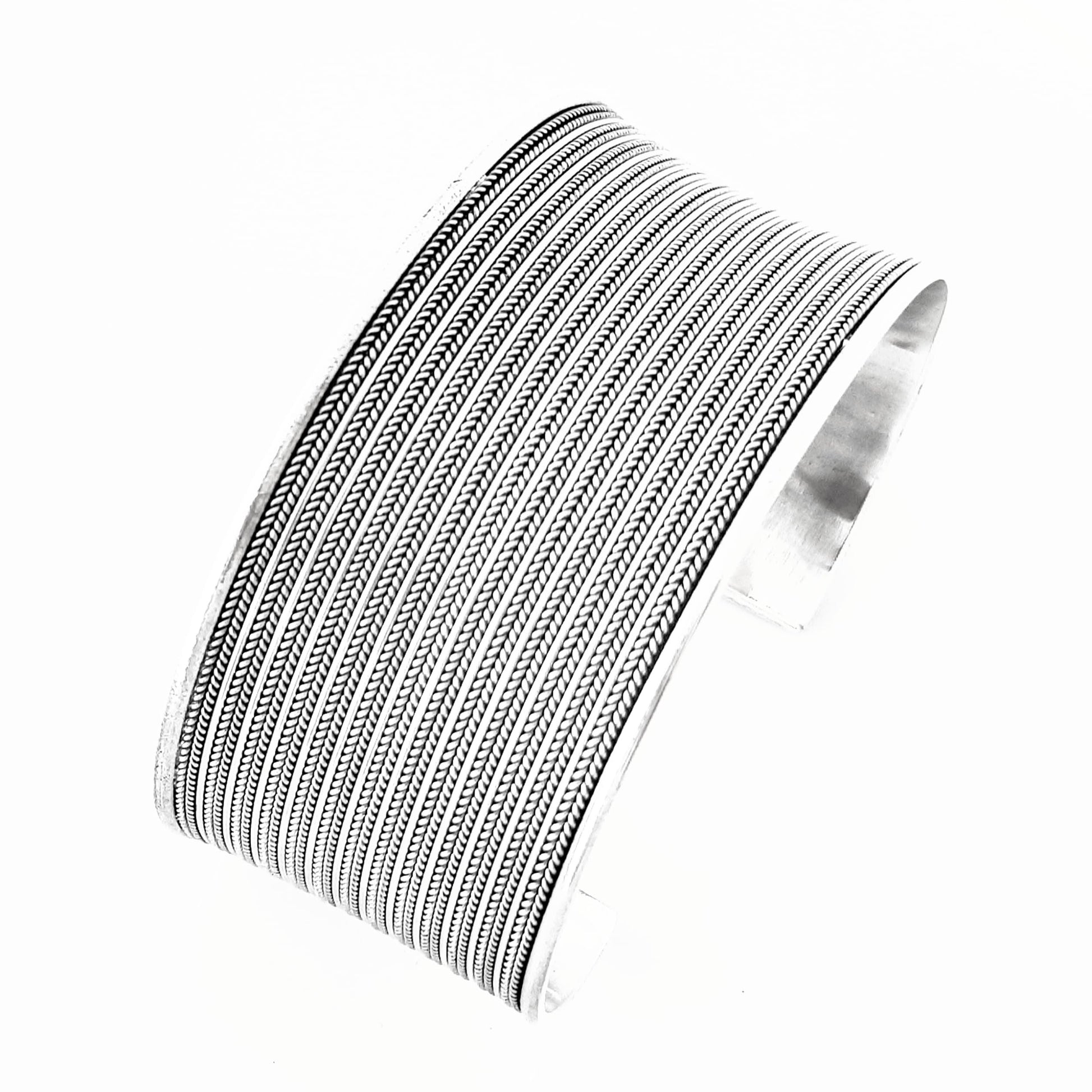 chunky wide silver cuff bangle bracelet for women girls