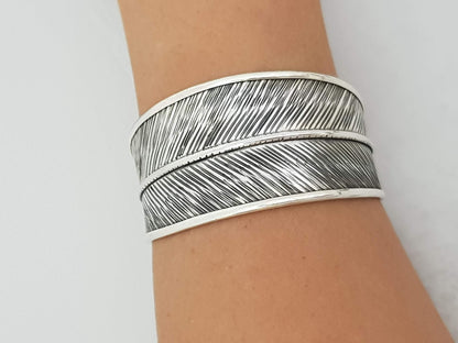 silver bangle chunky statement for women