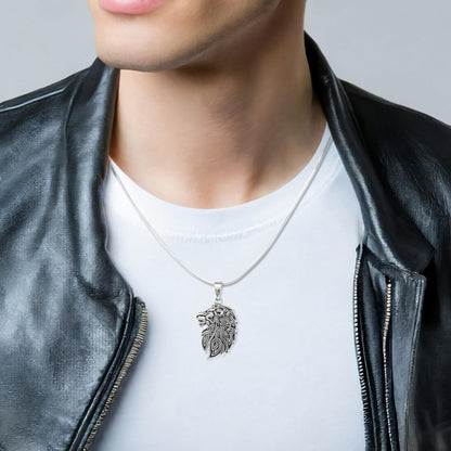 Men's Celtic Knot Pendant Necklace | 925 Sterling Silver Lion King Head Pendant for Men