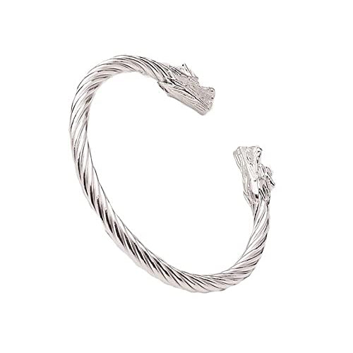 Dragon Bangle for Men | Solid 925 Sterling Silver Bracelet with Dragon Head Design