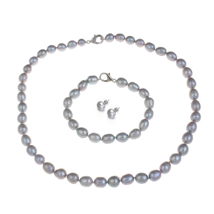 Gray 8-9mm Freshwater Pearl Jewelry Set