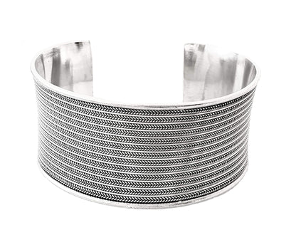 Women's Braided Cuff Bracelet | Chunky 32mm 925 Sterling Silver Woven Bangle for Women