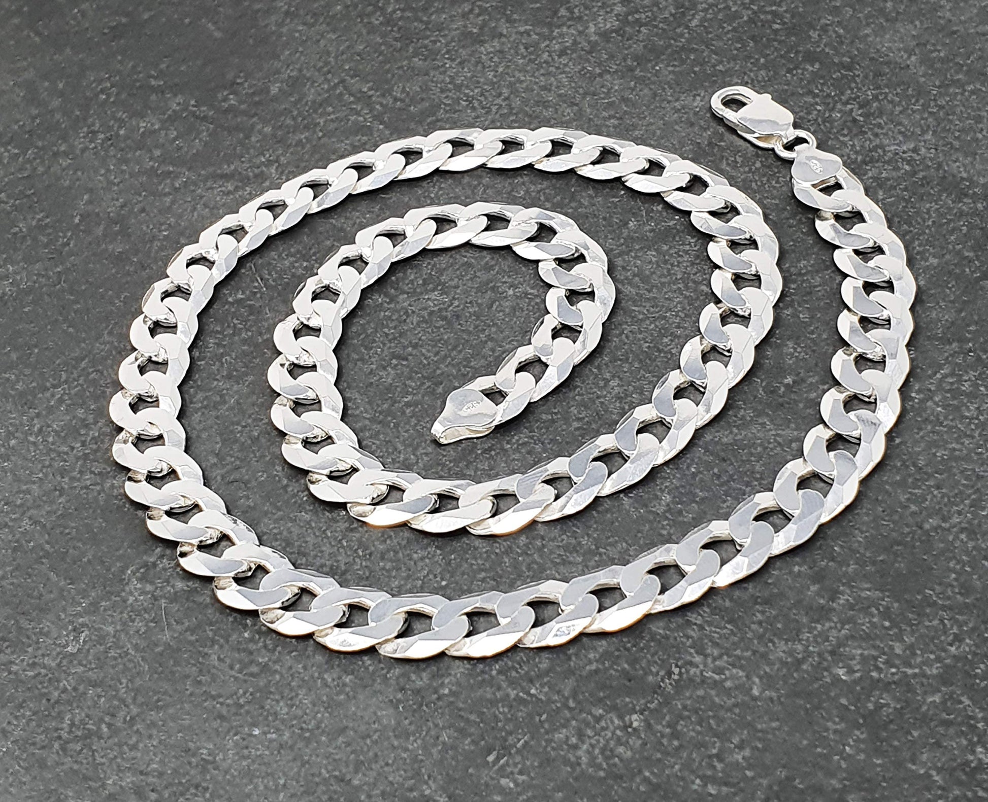 925 sterling silver 9.2mm thick curb chain necklace 