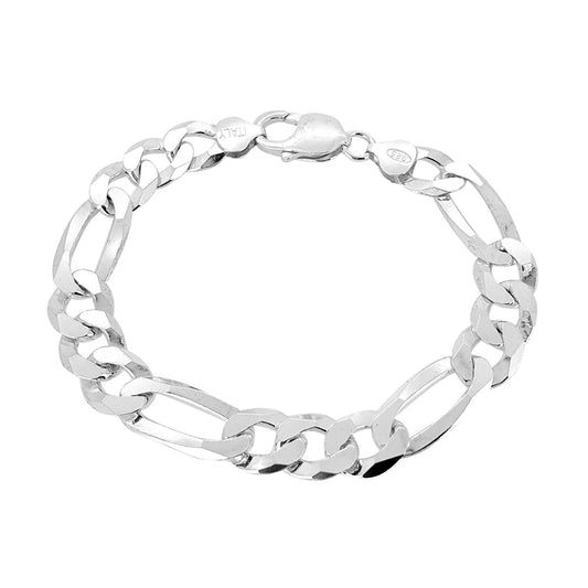 Men's Figaro Chain Bracelet | 9.5mm Chunky 925 Sterling Silver Bracelet, Made in Italy, Length: 8in