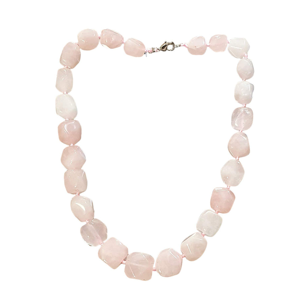 Faceted Rose Quartz Chunky Gemstone Necklace Statement Jewelry 