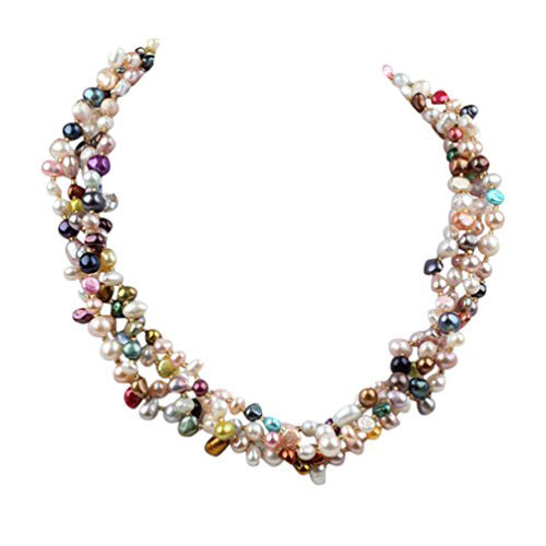 Women's Pearl Necklace | Multicolor Four-Strand Freshwater Pearl Twisted Design